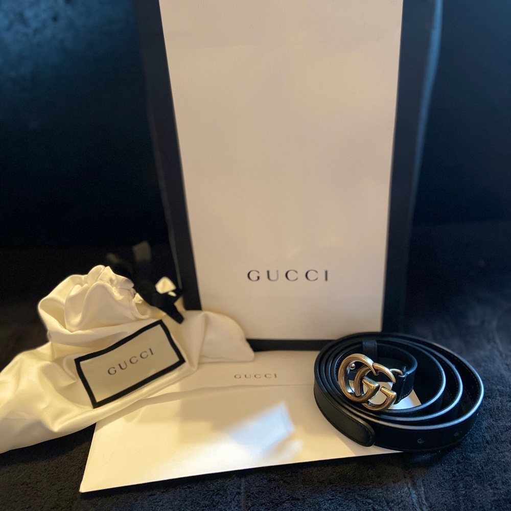 Leather belt with Double G buckle. *WORN ONCE*